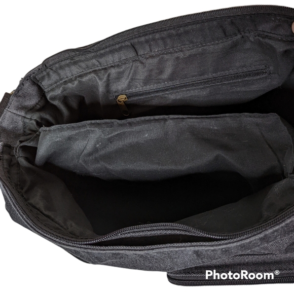 Protege Travel Gear Messenger Bag Canvas Multi Pockets Leather Pulls Gray - Picture 7 of 16